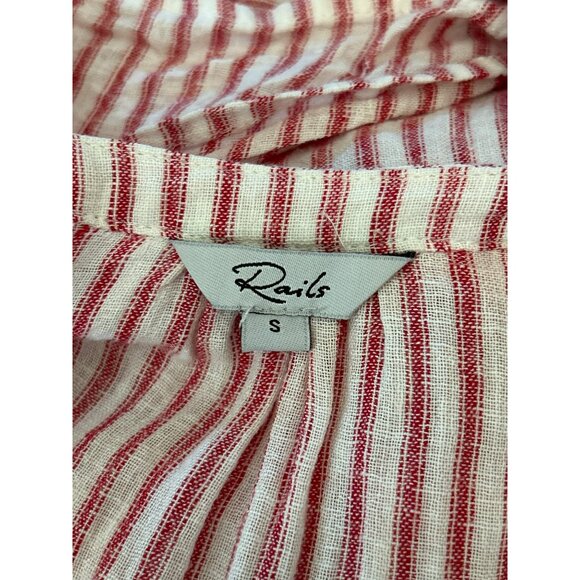 Rails Red White Jasmine Belmont Stripe Smock Waist Mini Dress Small Preppy Linen - Picture 3 of 5